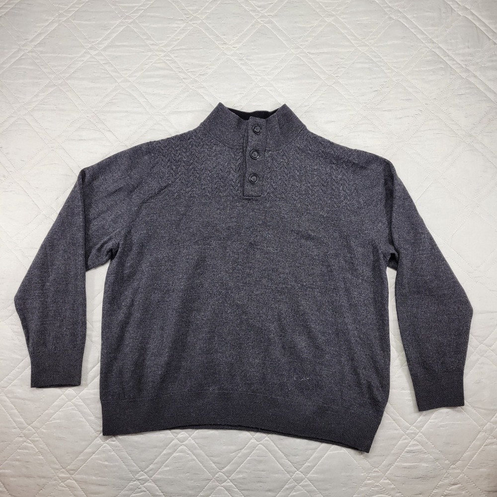 Turnbury Extra Fine Merino‎ Wool gray sweater size 2XB